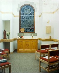 The dedicated Chapel with its beautiful "dove" window